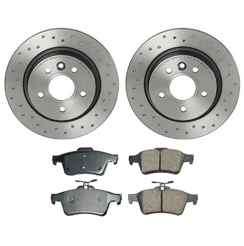 Volvo Disc Brake Pad and Rotor Kit - Rear (280mm) (Xtra) (Ceramic) (EURO) 31499632 - Akebono Euro Ultra-Premium 4122327KIT